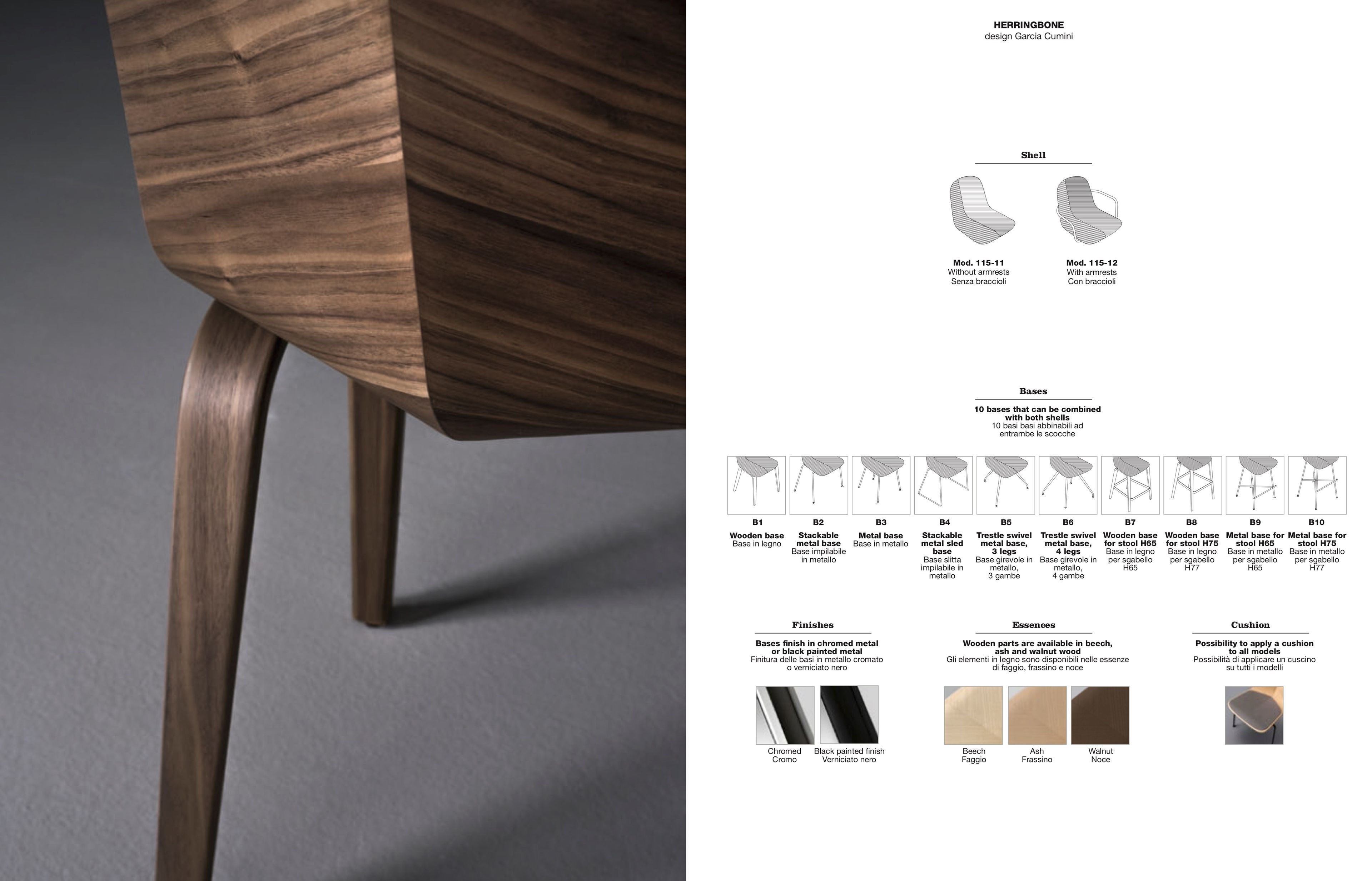 Стальной и деревянный поворотный стул PIAVAL Herringbone-Contract ARCH-00088864 - Вид №3