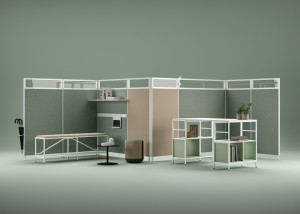 Отдельно стоящая офисная перегородка из алюминия и стекла