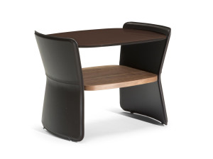 Прикроватная тумбочка из кожи и стекла