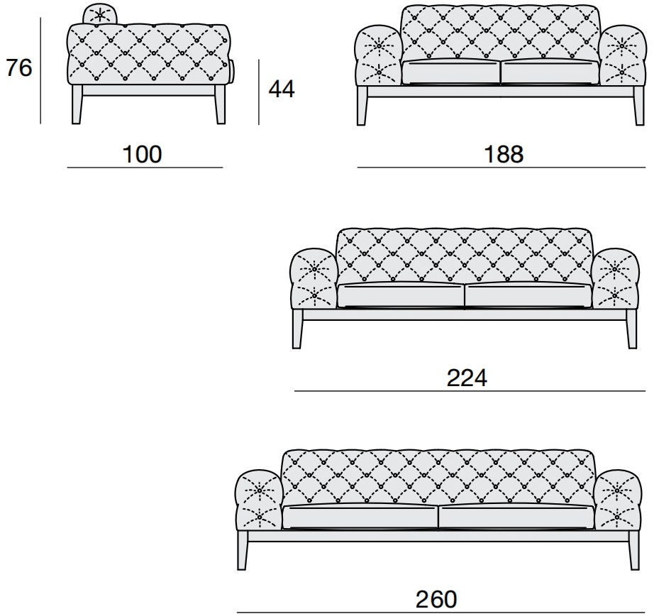 CTS SALOTTI Тафтинговый диван из ткани Elliot sun-id-1411387 - Вид №3