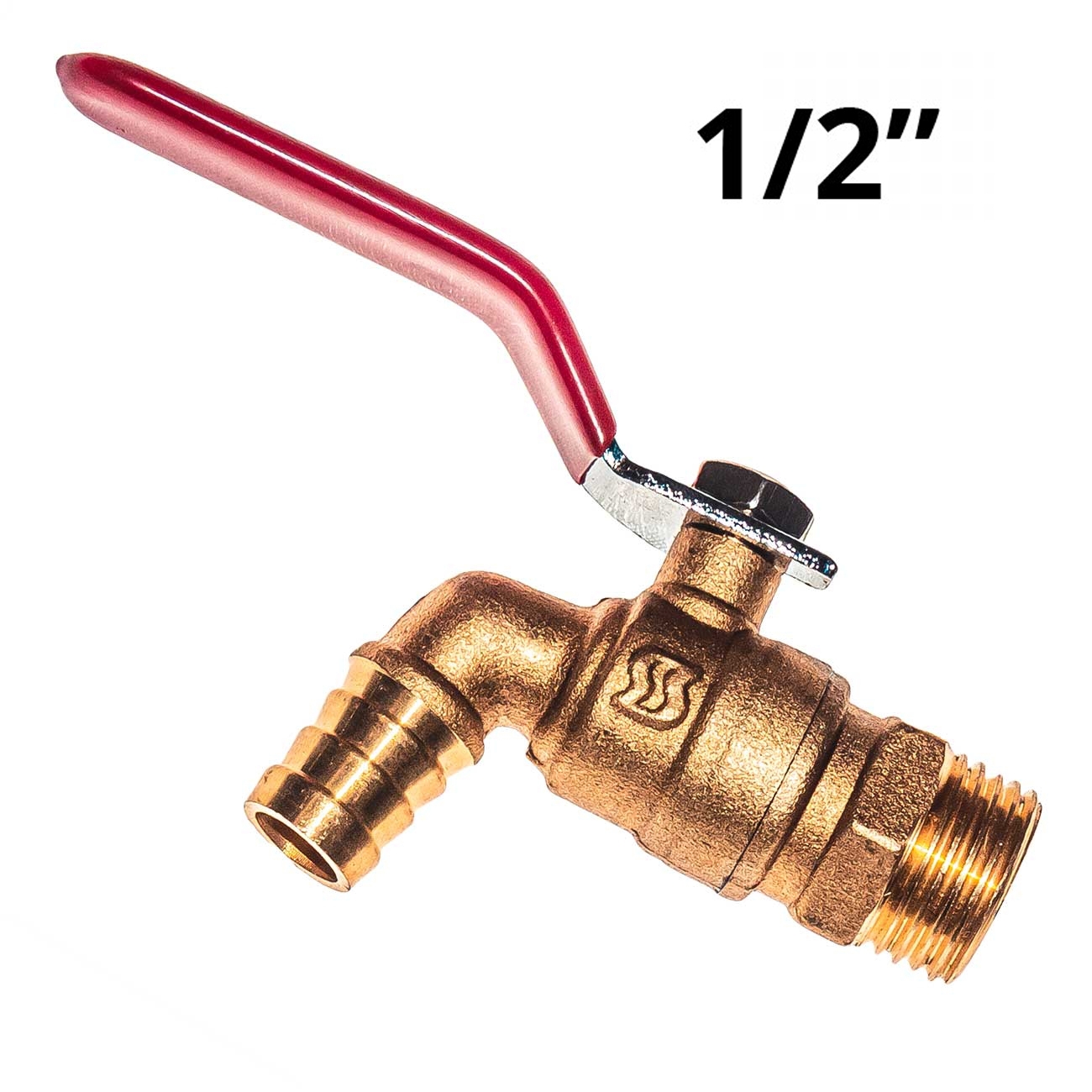 11040 Кран шаровой водоразборный, со штуцером 1/2" ручка, латунь-сталь LAB.Space 