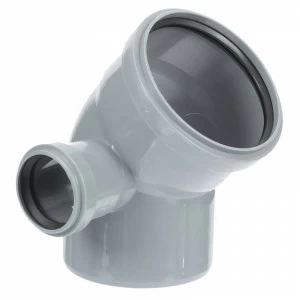 Отвод ПВХ канализационная D110х45° с выходом 50 (левый)