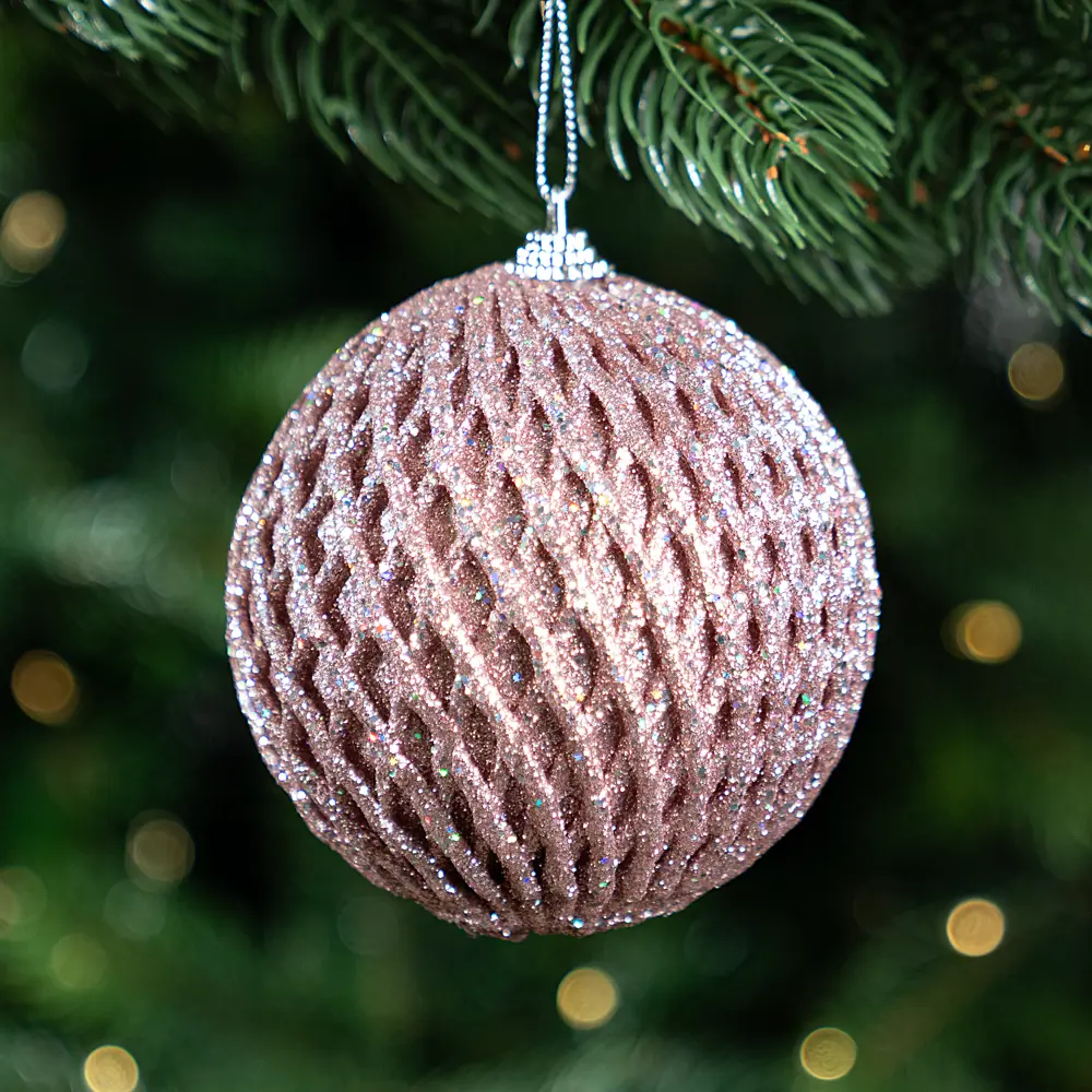 Ажурный ёлочный шар KREAFORTA розовый с блёстками ø10 см 89420657 STLM-1581337