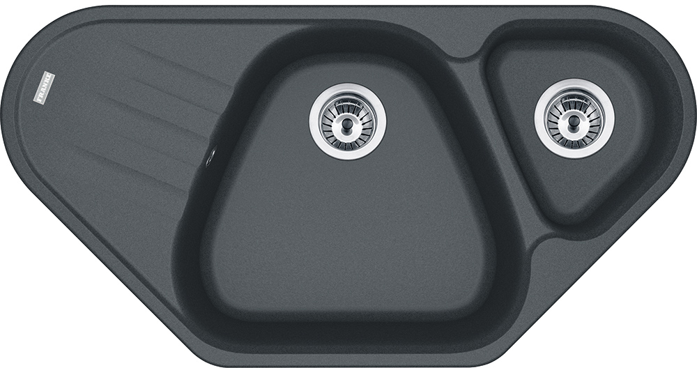 114.0489.399 Better, серия antea, fragranite, угловая мойка azg 661-e, цвет графит, стоп-вентиль в комплекте Franke Franke Antea 