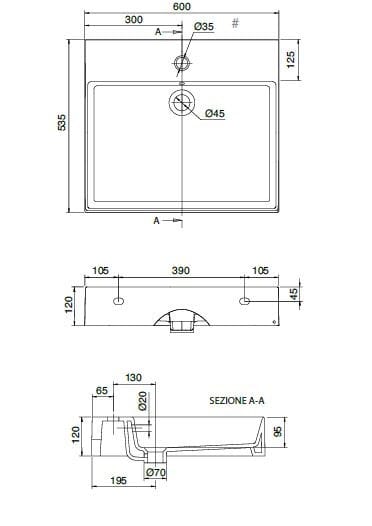 Керамический одиночный подвесной умывальник Scarabeo Ceramiche ARCH-00101736 - Вид №3