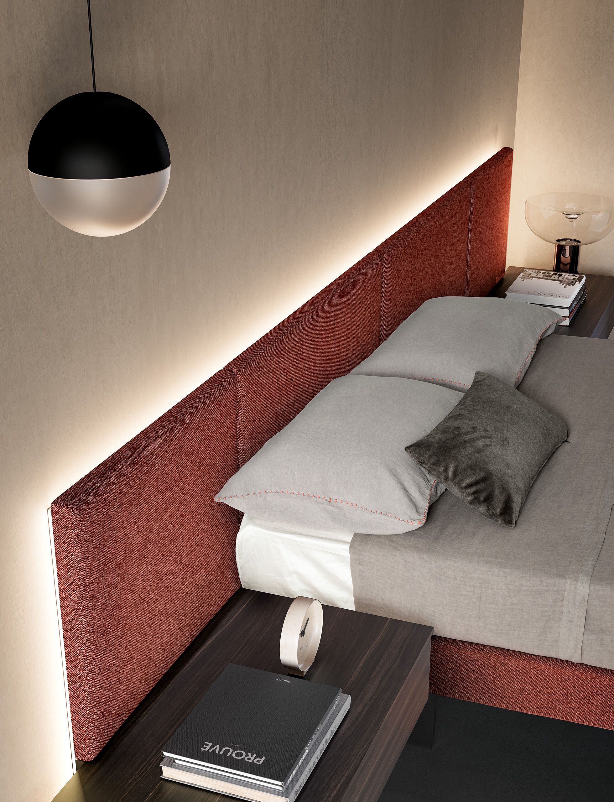 Двуспальная кровать из ткани с мягким изголовьем Adok MODULA ARCH-00100689 - Вид №2