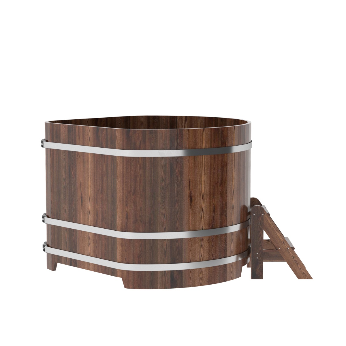 1242 Купель угловая из лиственницы 1,37х1,37х1,1 морёная премиум Alyarus  - Вид №2