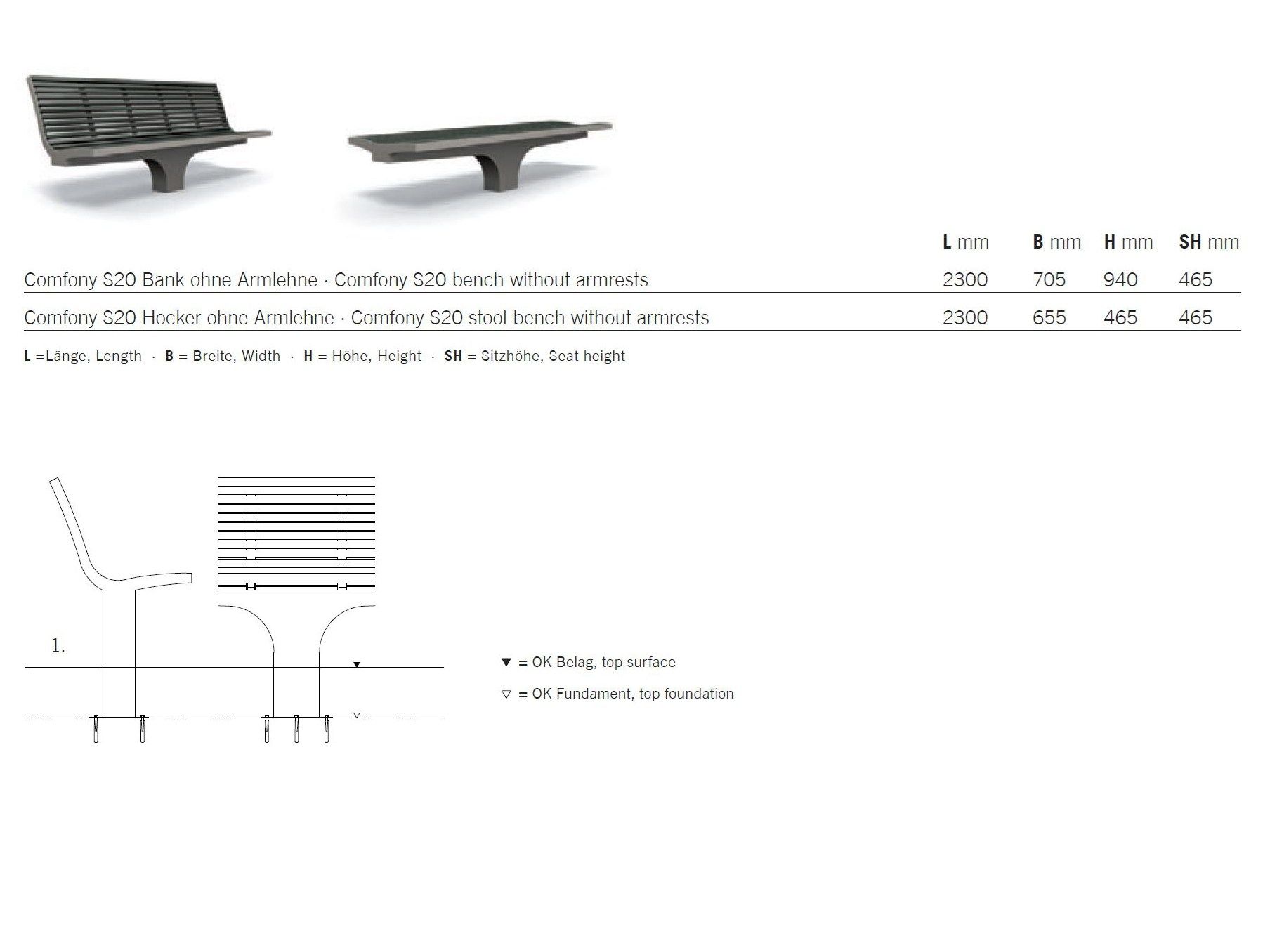 Скамейка из нержавеющей стали и ПЭТ без спинки BENKERT BANKE Comfony ARCH-00129737 - Вид №3