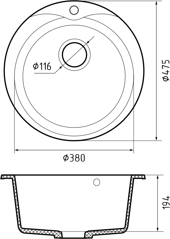 Кухонная мойка Искусственный камень RONDO S656 GranFest R-480-S656 - Вид №1