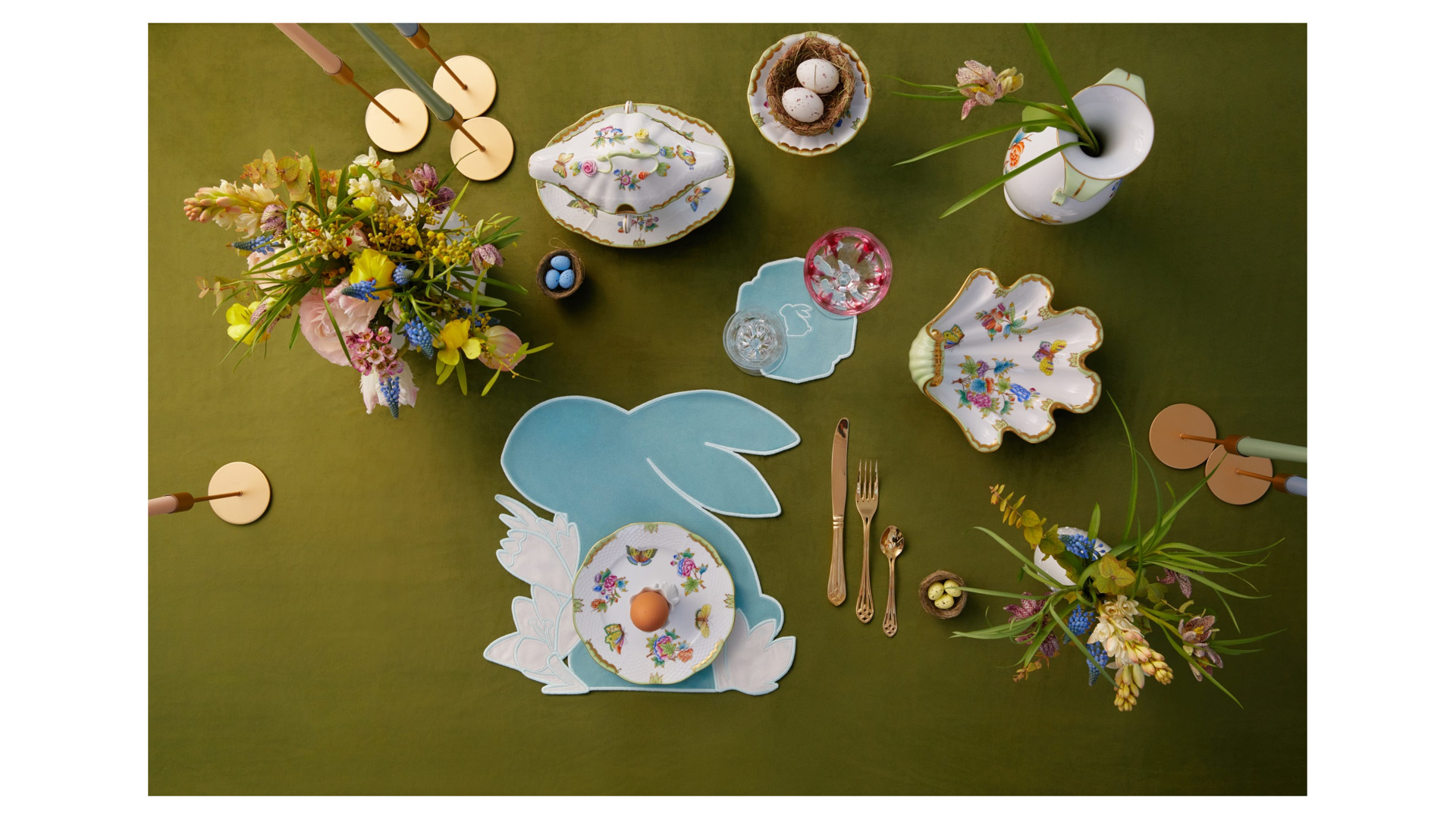 10677593 Truffle Bee Набор плейсматов Truffle Bee Easter bunny velvet 40х43см, 2шт, тиффани-белый, полиэстер Ткань  - Вид №1