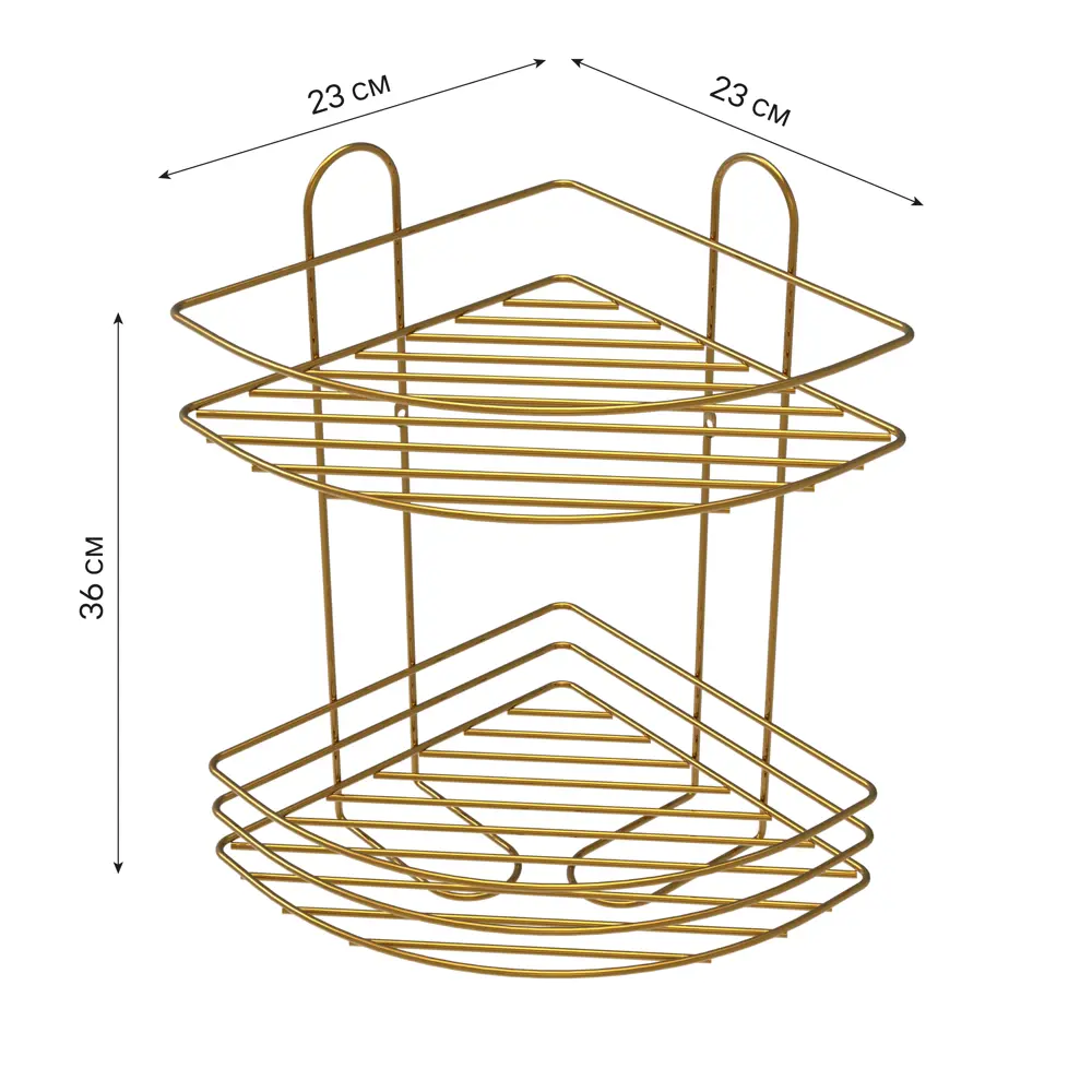 Полка для ванной Lemer Nil двухъярусная 23x23 см металл цвет золото STLM-2001198 - Вид №7