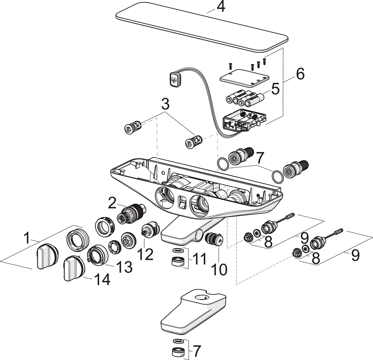 Oras 7593U-15 Смеситель с верхним душем rain shower, 6 V 7593U-15 Esteta Wellfit Хром/Серый  - Вид №6