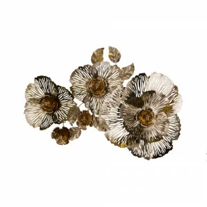 Панно на стену из металла 3 в 1 3 золотых цветка EVENHOME ДИЗАЙНЕРСКИЕ 129717 Золотой