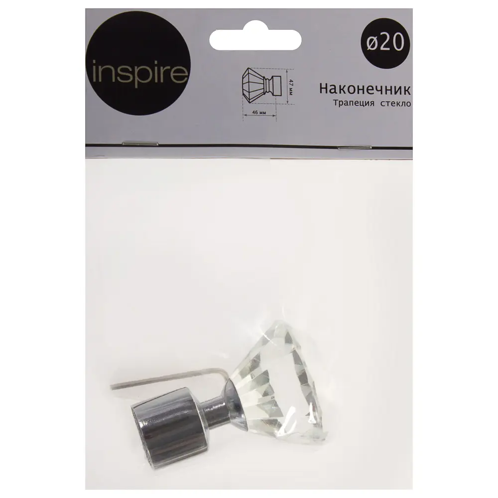 Наконечник «Трапеция» 4.5 см стекло цвет хром INSPIRE STLM-2100253 - Вид №3