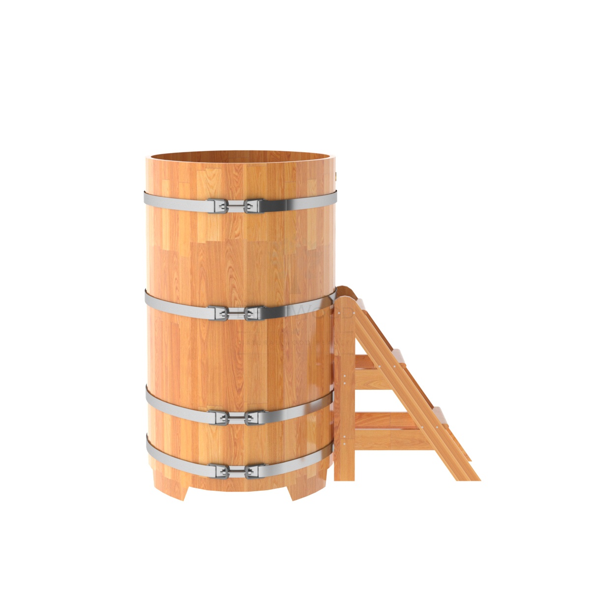 1498 Купель овальная из сращенных ламелей лиственницы 0,80х1,42х1,4 натуральная Alyarus  - Вид №2