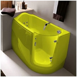 Ванна с гидромассажем GRUPPO TREESSE GEN-X V3317-SX желтая угловая сидячая с дверью левосторонняя