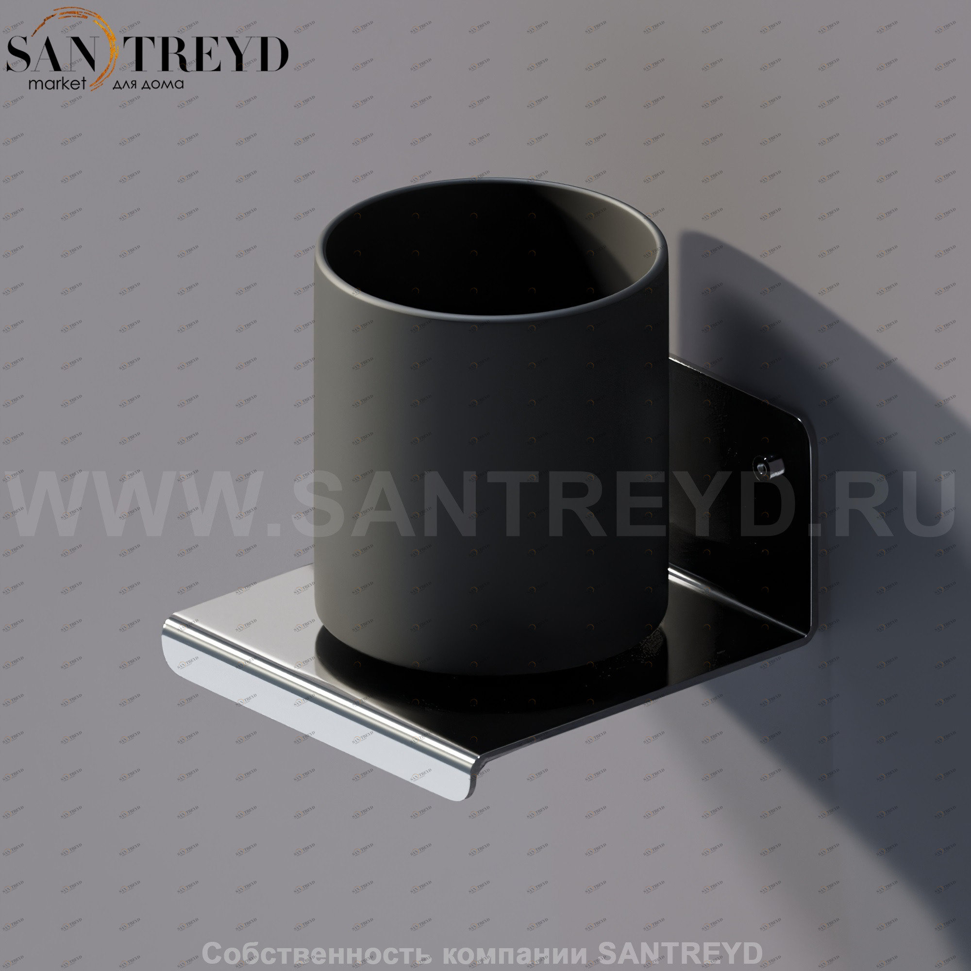 Agape MACH 2 Держатель для зубных щеток со стаканом из черного стекла хромированный AMC20928A