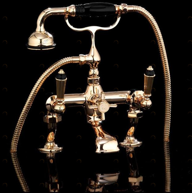 Devon&Devon Смеситель для ванны с ручным душем на 2 отверстия Black diamond sun-id-1419831