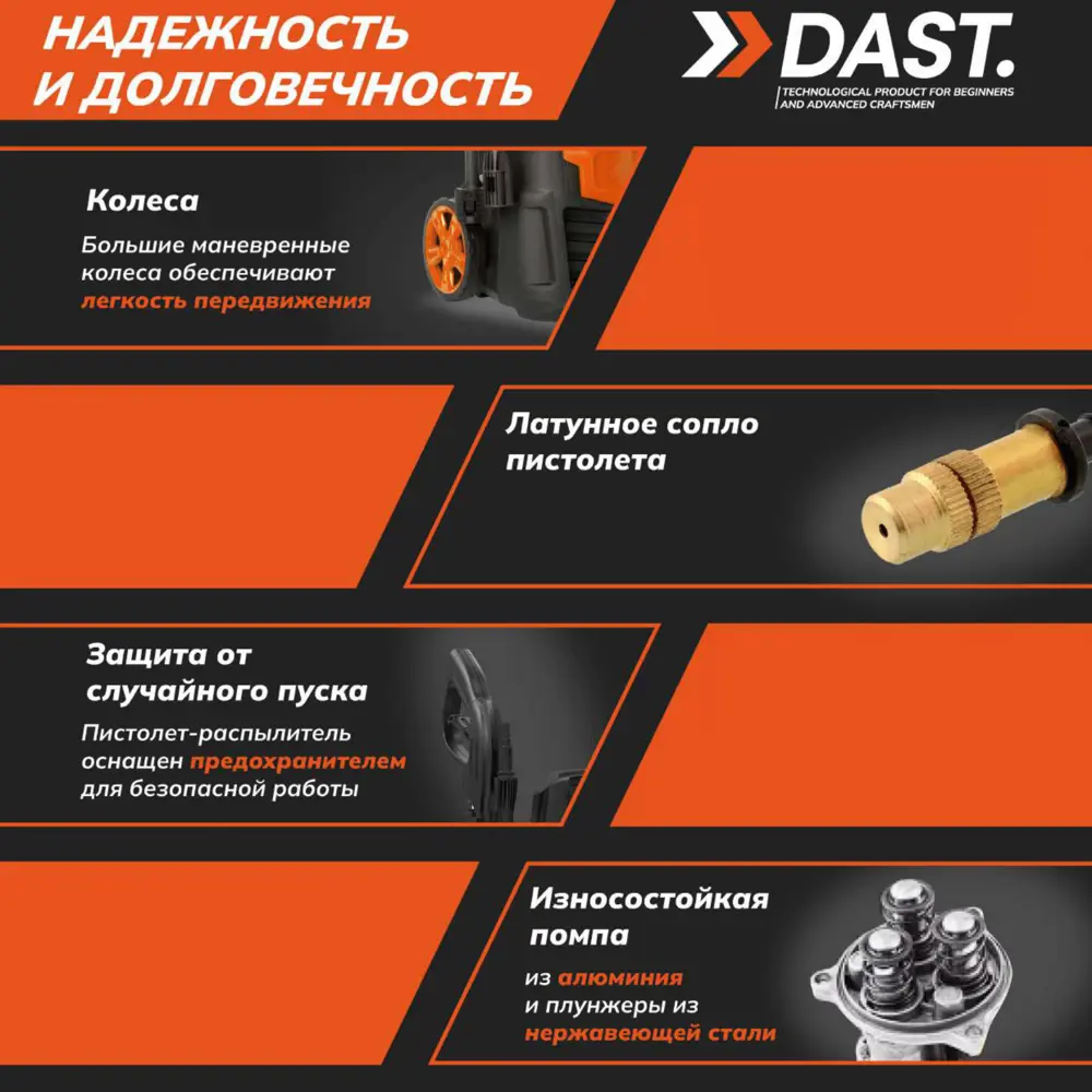 Мойка высокого давления Dast DMVD-2400S, 190 бар, 430 л/ч STLM-2138028 - Вид №5