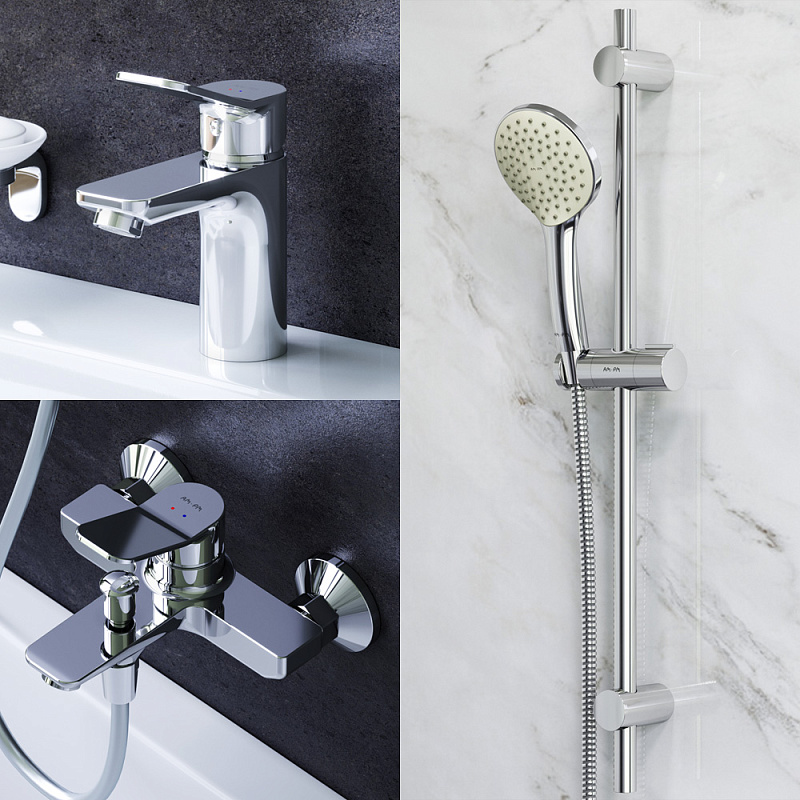 F40985A00 набор 3в1: см-ль д/умывальника см-ль д/ванны/душа душевой комплект шт. AM.PM X-Joy  - Вид №1