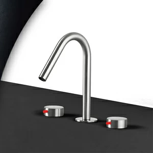 Смеситель для раковины сталь матовая с красной ручкой Toki Radomonte TKI23SCIL35