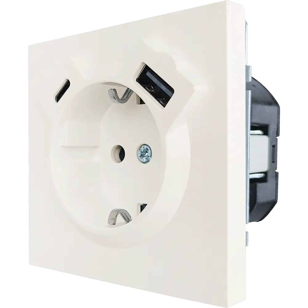 Розетка USB встраиваемая Lezard Zima с заземлением цвет слоновая кость 89446332 STLM-2015469 - Вид №1