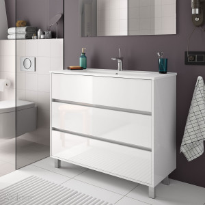 85140 SALGAR Мебель для умывальника ARENYS 1000 WHITE GLOSS LACQUERED + Раковина Глянцевый белый