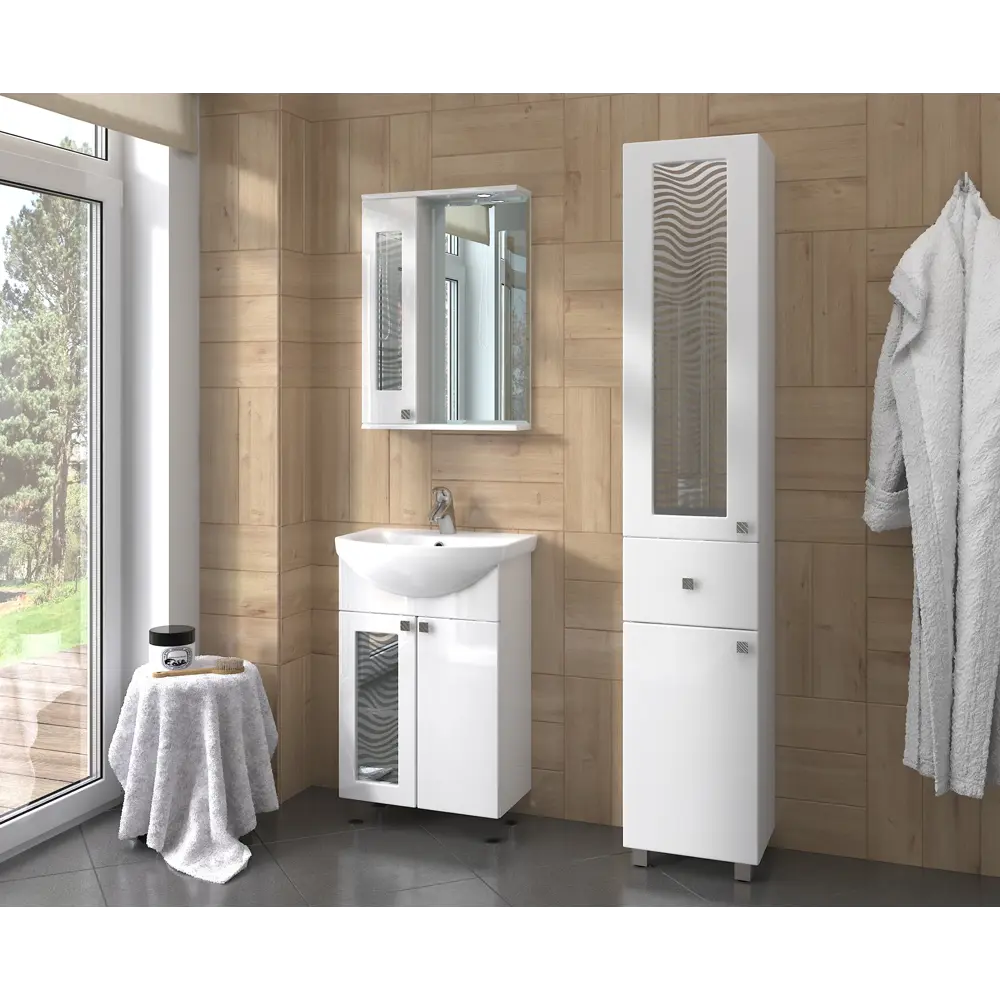 Тумба под раковину напольная «Мальта» 55 см цвет белый VIGO STLM-2057739 - Вид №6