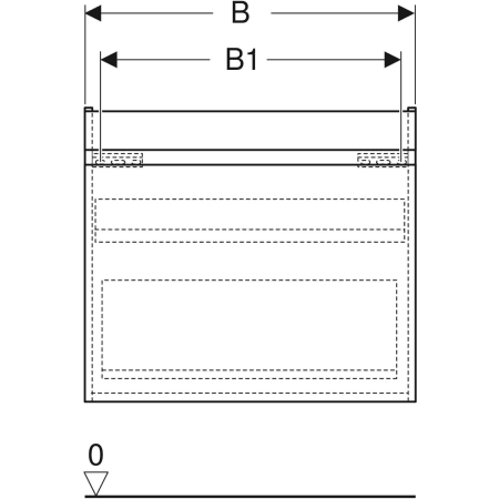 501.907.01.1 Шкафчик для раковины Geberit Renova Plan, с одним выдвижным ящиком и одним внутренним выдвижным ящиком Geberit  - Вид №3
