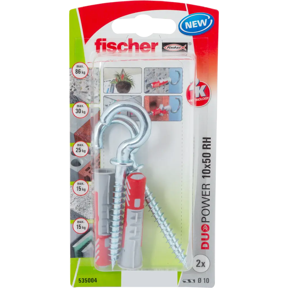 Дюбель универсальный DuoPower 10x50 мм, крюк-полукольцо, 2 шт FISCHER STLM-2047844 - Вид №3