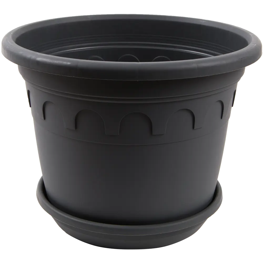 Горшок цветочный Газонcity Рома ø25.4 h19.5 см v5.9 л пластик тёмно-серый STLM-2144527