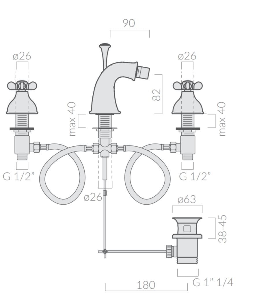 Смеситель для биде с 3 отверстиями Galassia ETHOS ARCH-00083463 - Вид №1