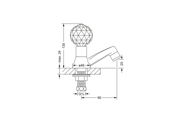 Кран для раковины ½" JOERGER Florale Crystal 600.10.400.000-AA - Вид №1