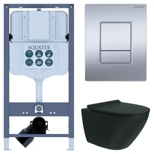 Комплект инсталляции Aquatek Pneumo N 49 с безободковым унитазом Teymi Tiko клавиша Aquatek Pnn-0000003 серая
