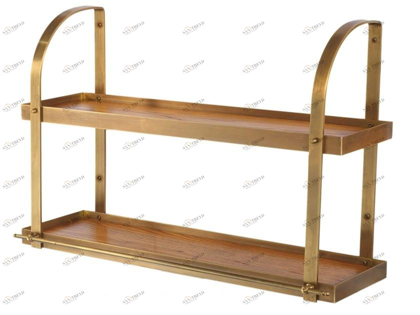 Officine Gullo Полка с двойной полкой из латуни и массива дерева sun-id-1345302