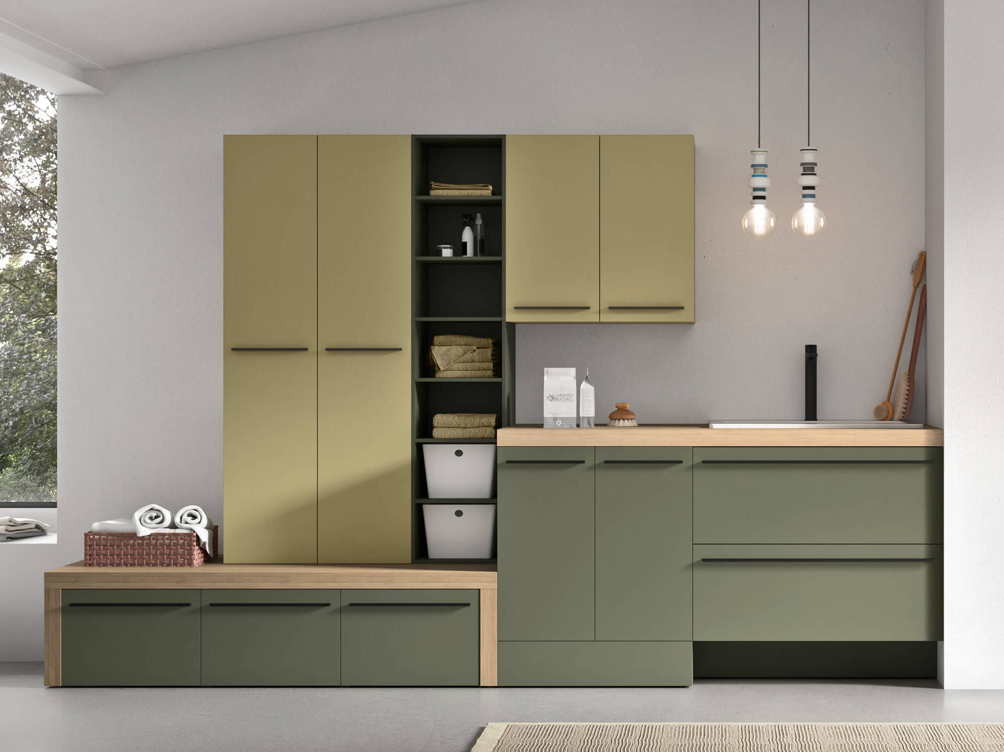 Шкаф для белья с ящиками для стиральной машины Gruppo Geromin магазин ARCH-00021626