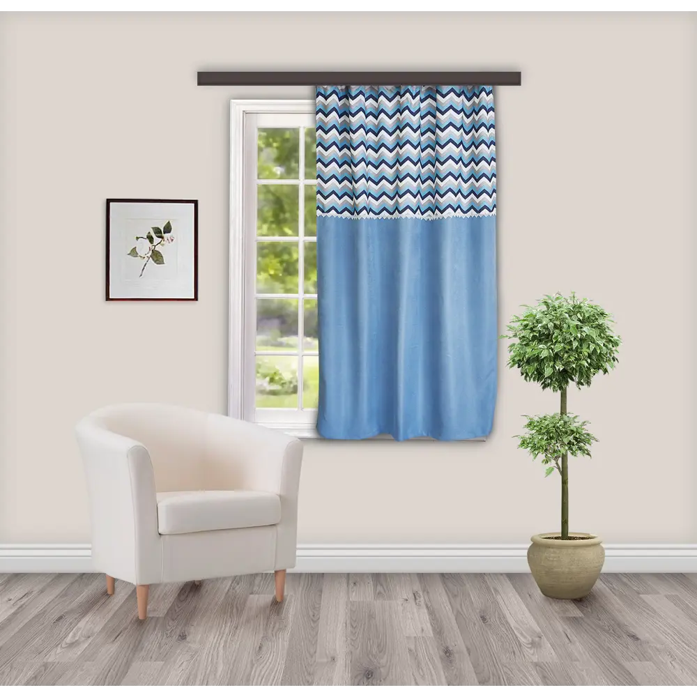 Штора на ленте «Бесконечность» 135х180 см жаккард цвет синий WITERRA STLM-2188102 - Вид №7