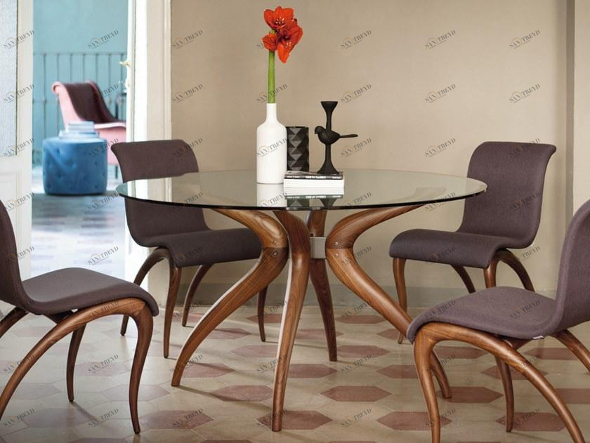 Porada Круглый обеденный стол из хрусталя Iron sun-id-1455700