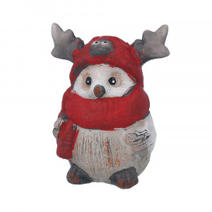 18045 Сова "Рогатик" в красном шарфе малая 7 х 6 х 8.6 см