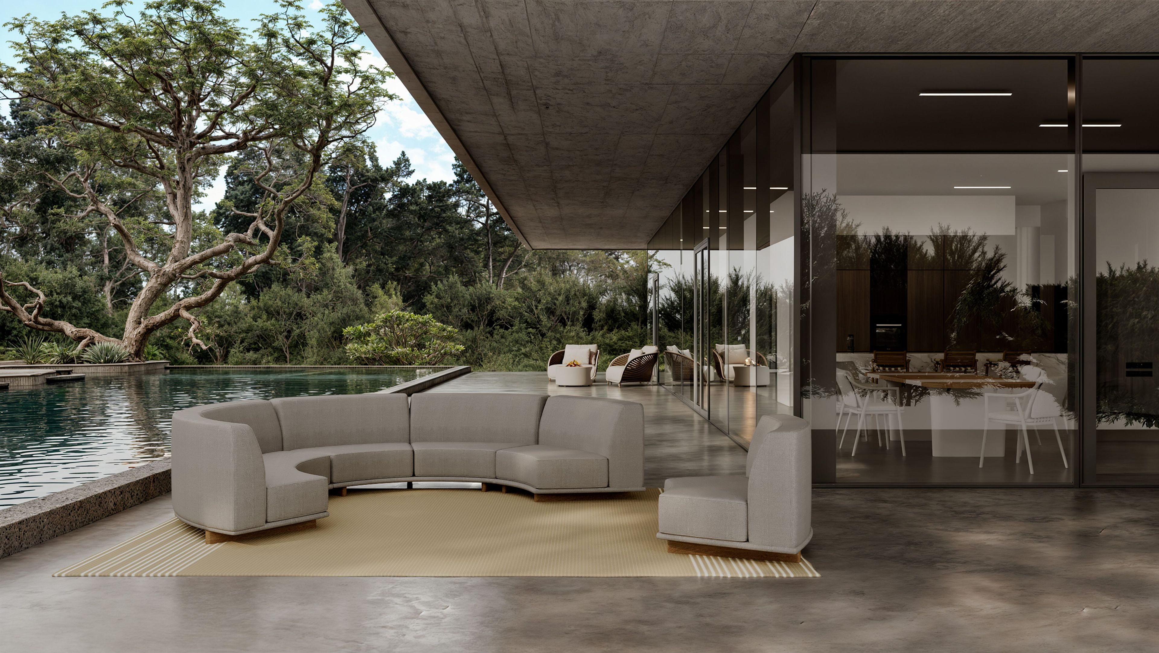 3-местный изогнутый тканевый садовый диван YAAZ Rasel ARCH-00139879 - Вид №1