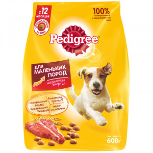 Т0045136 Корм для собак для мелких пород говядина, рис, овощи сух. 600г PEDIGREE
