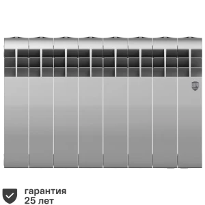 Радиатор секционный Royal Thermo Biliner 350/87 8 секций боковое подключение биметалл серый