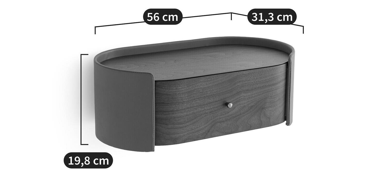 Деревянная и кожаная подвесная тумбочка с ящиками AMPM Firmo ARCH-00037989 - Вид №6