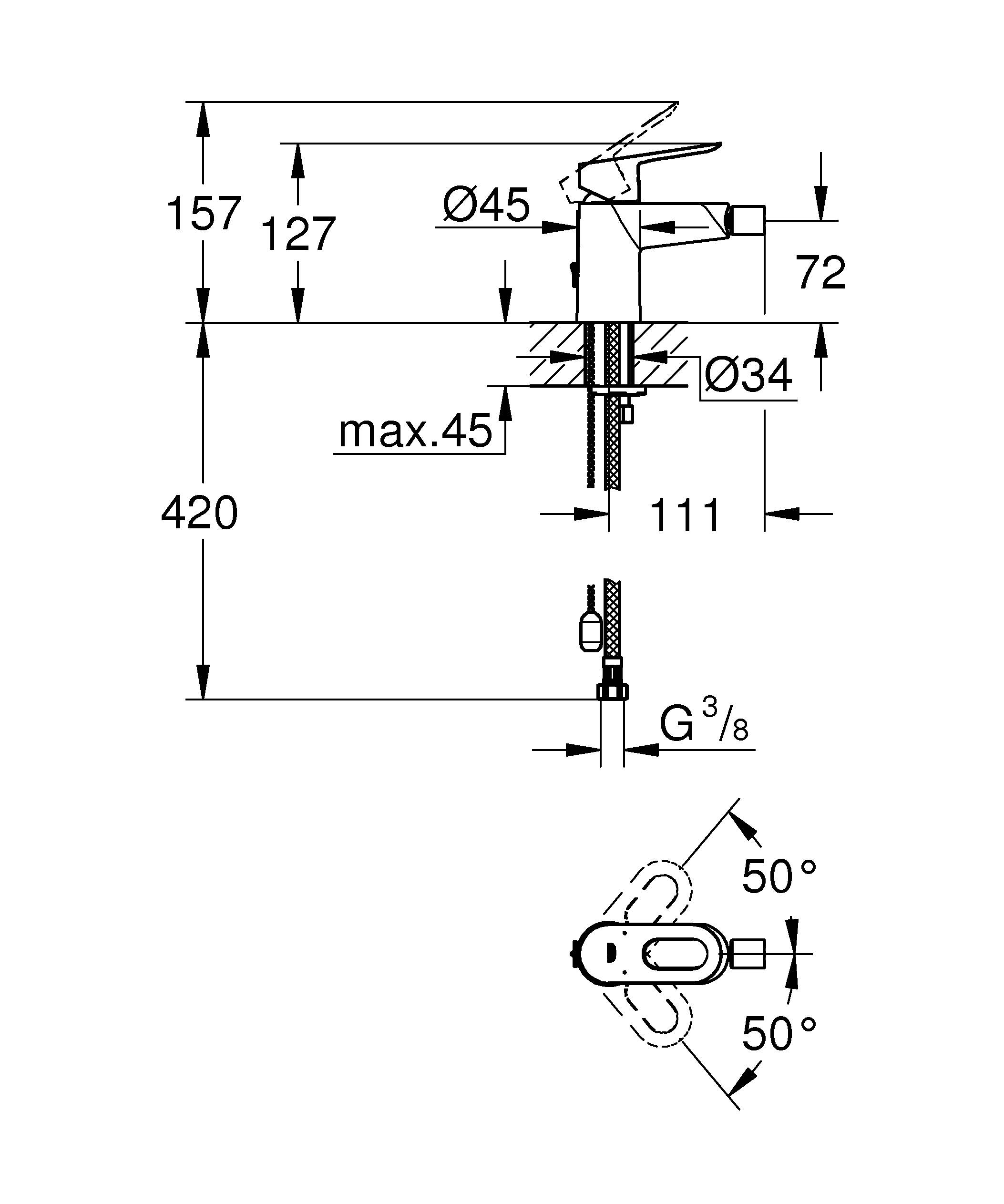 23339000 Смеситель для биде Grohe BauLoop хром - Вид №1