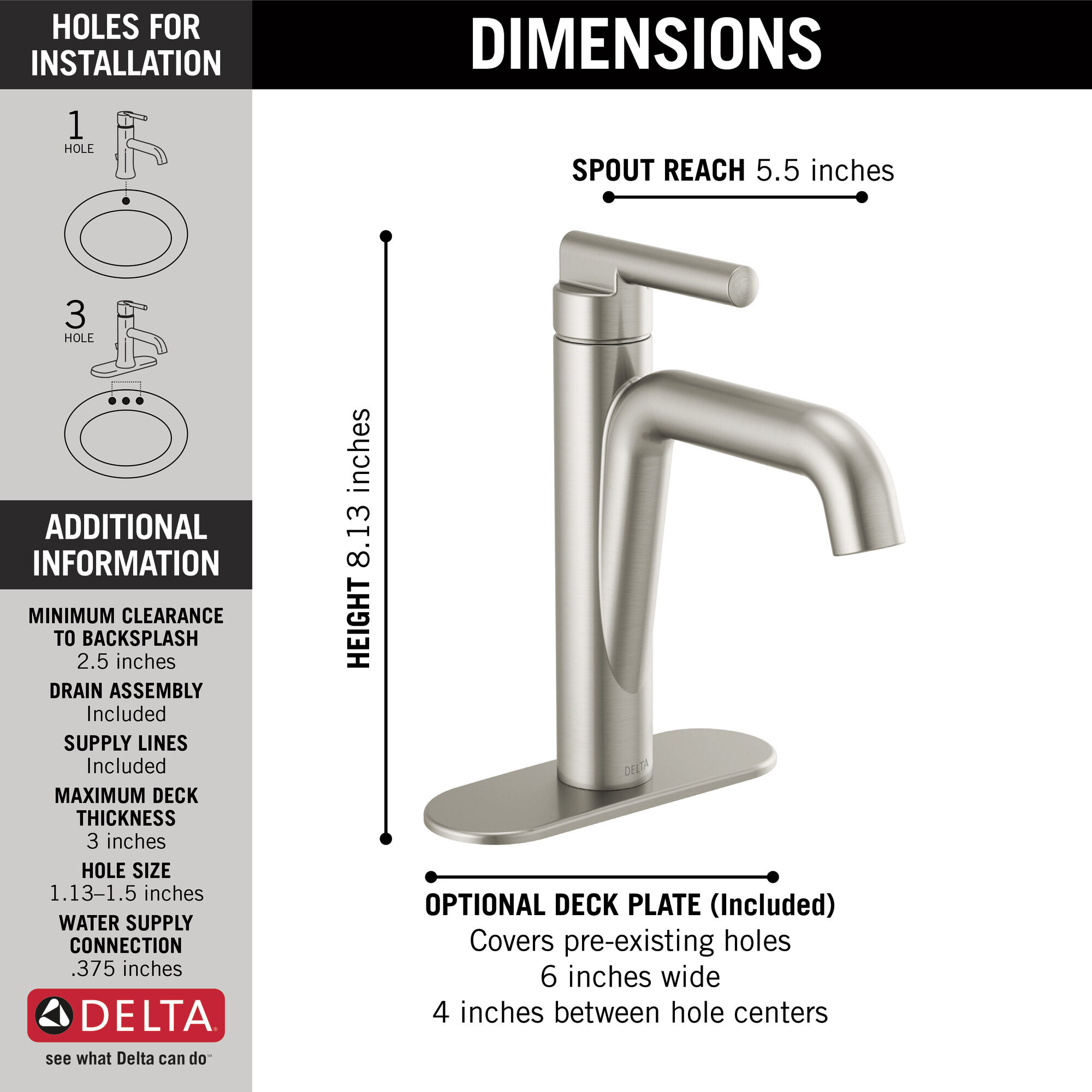 15849LF-SS Смеситель для ванной с одной ручкой Delta Faucet Nicoli Нержавеющая сталь  - Вид №1