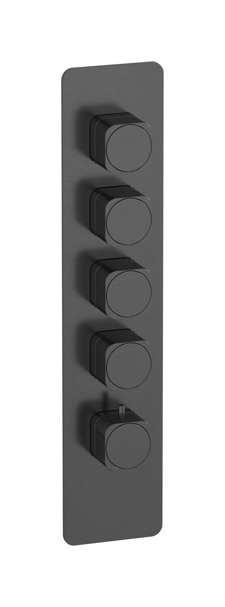 External part of thermostatic 4 ways, square plate, vertical, Coral handle WE ARE IB eua416csneo_2 Brushed Black Chrome Aqua