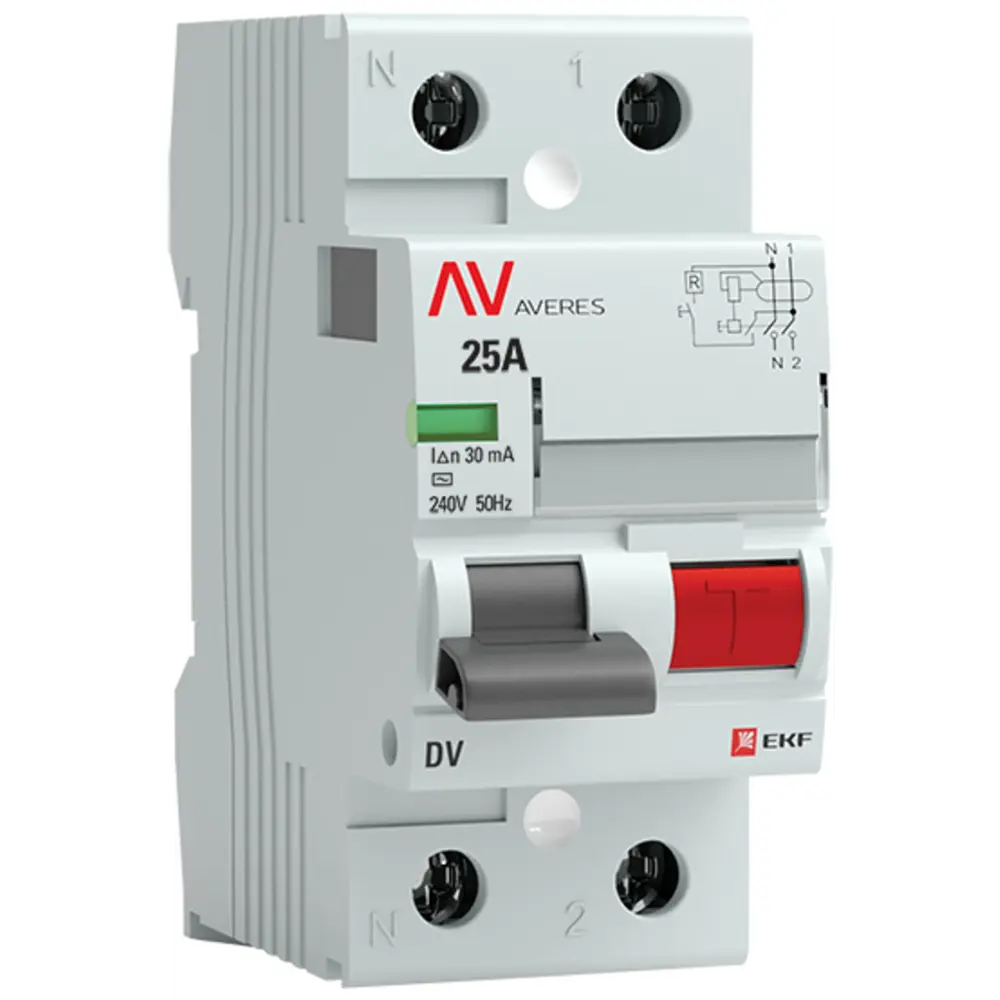 УЗО EKF Averes DV 25А 30мА - защита от токов утечки и коротких замыканий 82502629 STLM-0028834