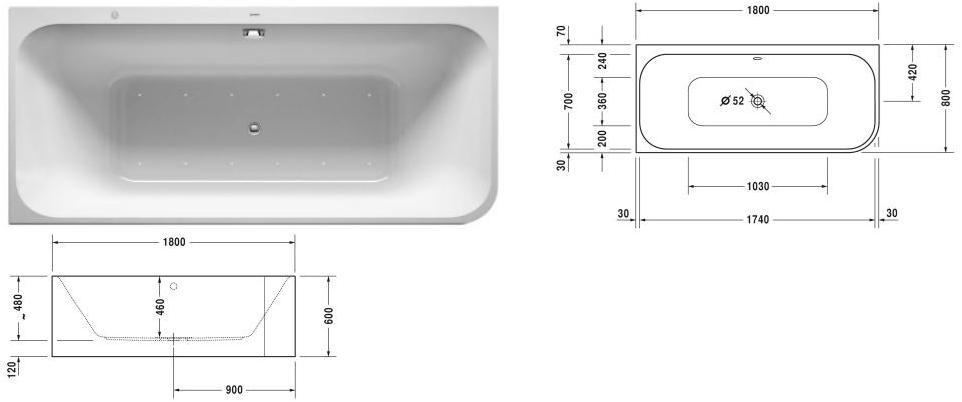 Duravit Угловая гидромассажная ванна из акрила Happy d.2 sun-id-1445322 - Вид №3