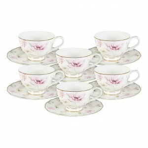 Чайный набор фарфоровый 12 предметов бело-розовый "Розовый танец" ANNA LAFARG EMILY РОЗОВЫЙ ТАНЕЦ 00-3946928 Белый;розовый