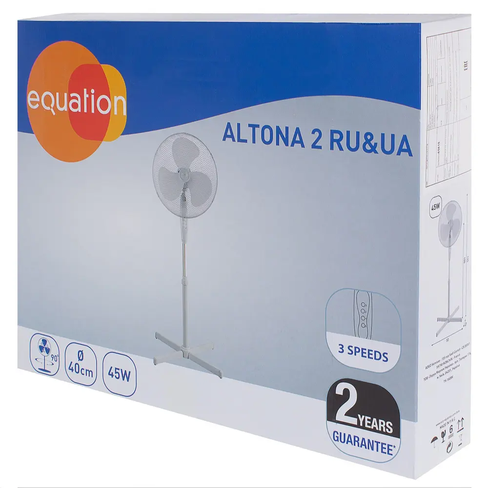 Вентилятор напольный Equation 45 Вт 40 см, 3 скорости 18373737 STLM-2083619  - Вид №2